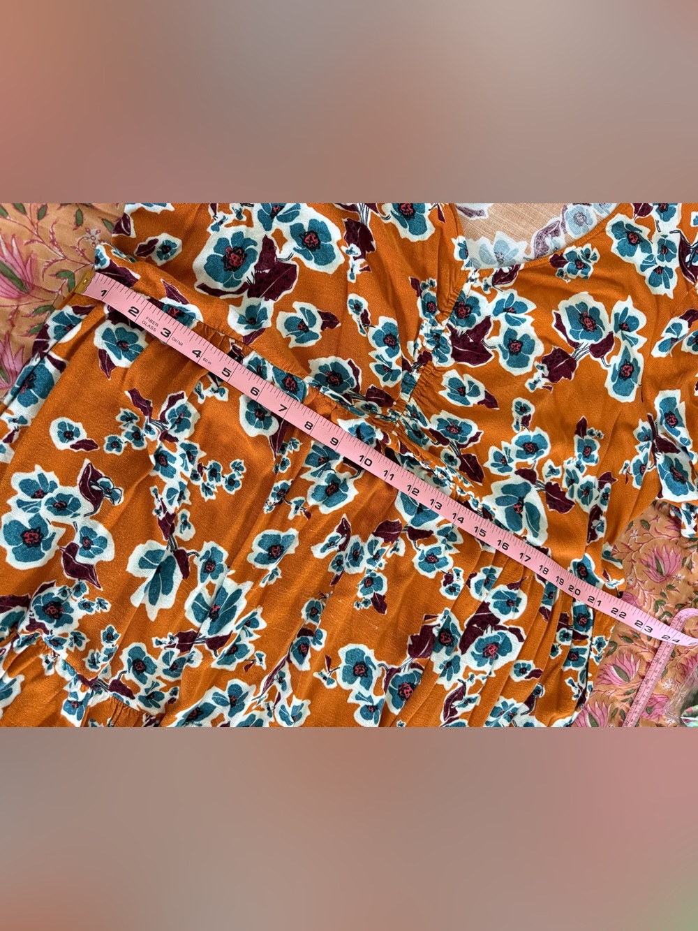 Ava & Viv Boho Summer Dress Women’s Size X Orange Floral Flutter Sleeve VNeck - Picture 12 of 15